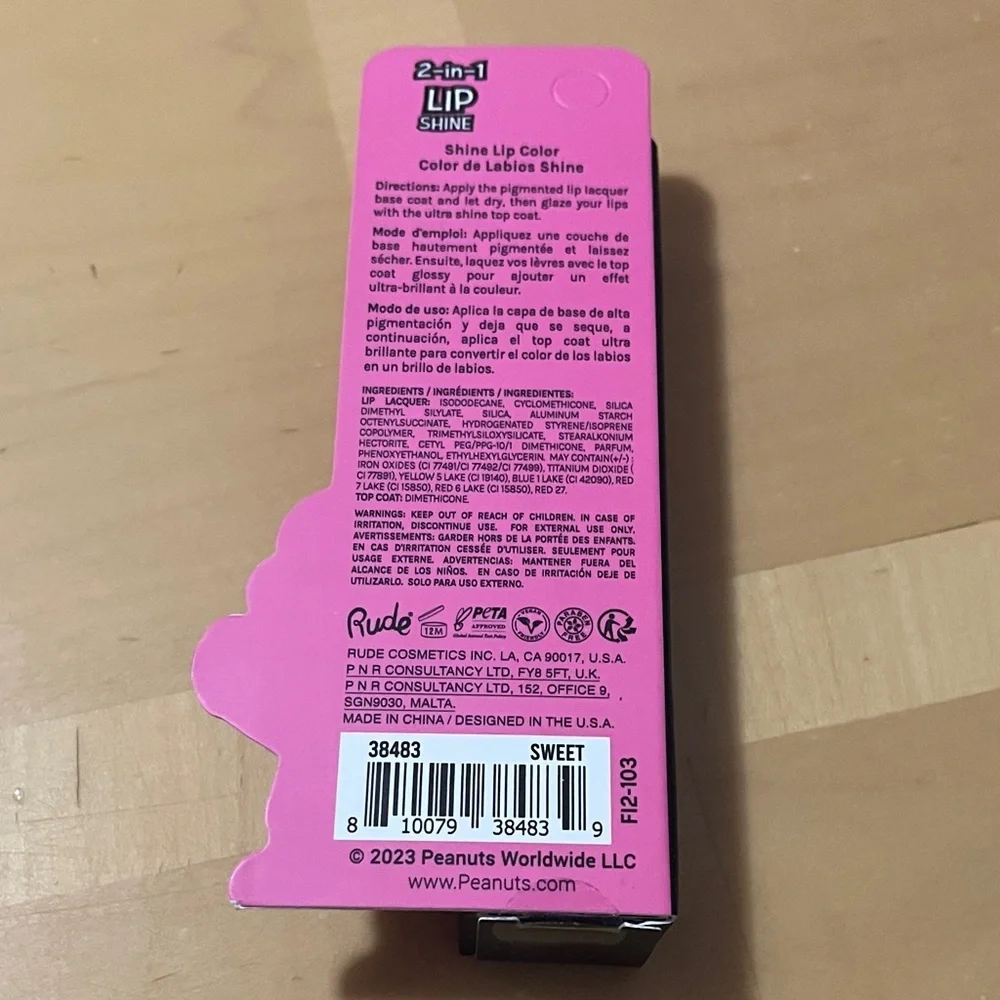 RUDE 2-in-1 Lip Shine with Peanuts Character